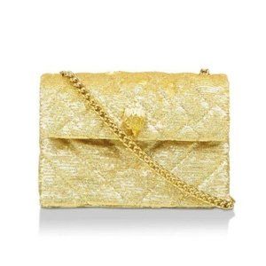 Kurt Geiger London Medium Sequin Kensington Gold Yellow Bag NWT Chain Strap